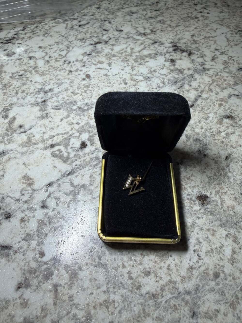 Gold & Gems Rhinestone Letter Pendant Tie Tack Pin